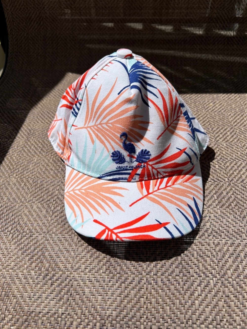 NWT Janie and Jack Tropical Palm Print Cap in Coral/Navy & Aqua Size 12 to 24 mo